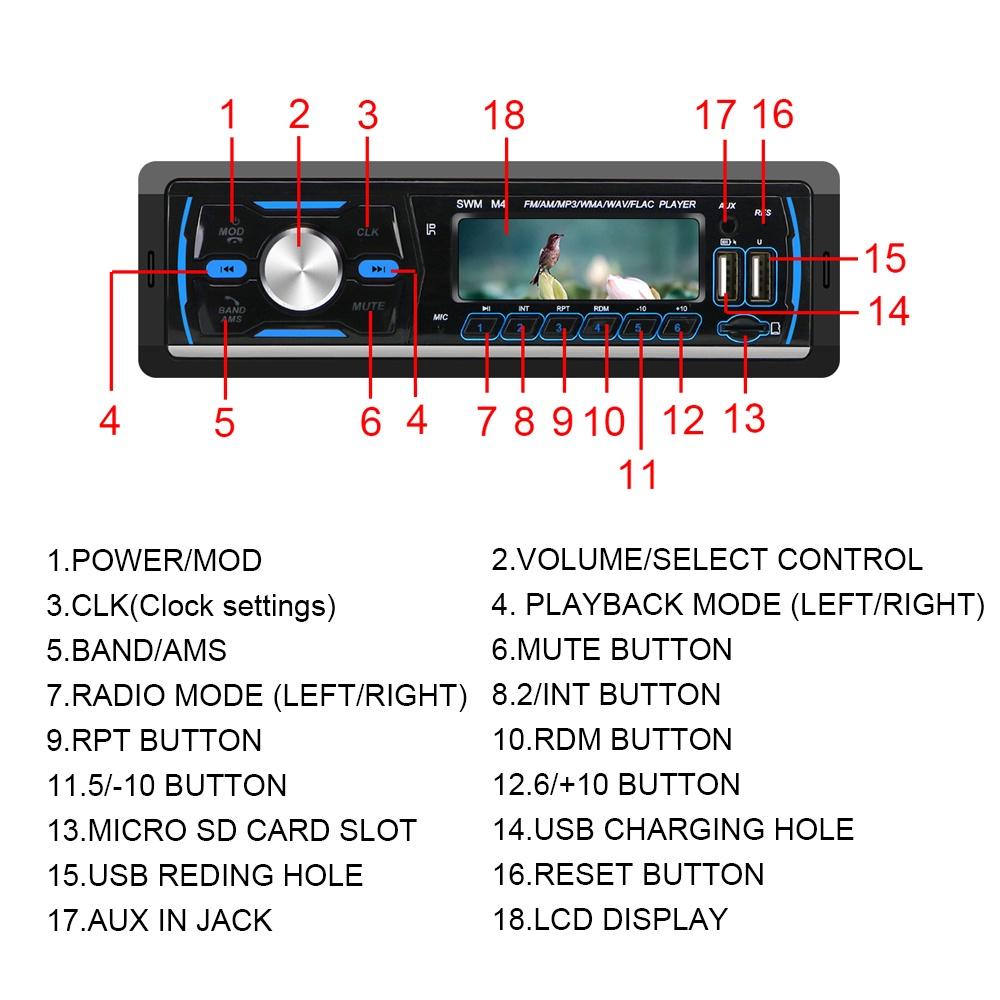Máy nghe nhạc MP3 1 Din hỗ trợ FM/AM/RDS/DAB +/MP3 Bluetooth cho xe hơi