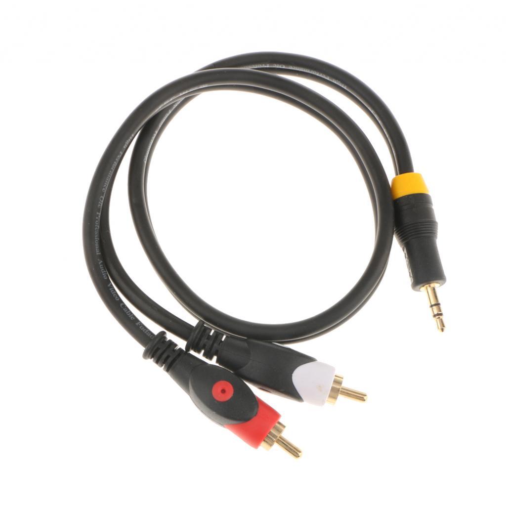 3.5mm 1/8" Jack TO 2 RCA Male Stereo Phono Audio Speaker CABLE 0.5m