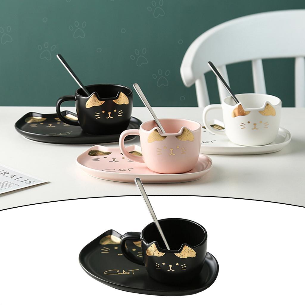 Ceramic Cappuccino Coffee Spoon Coffee Milk Mug Cup 200ml Black