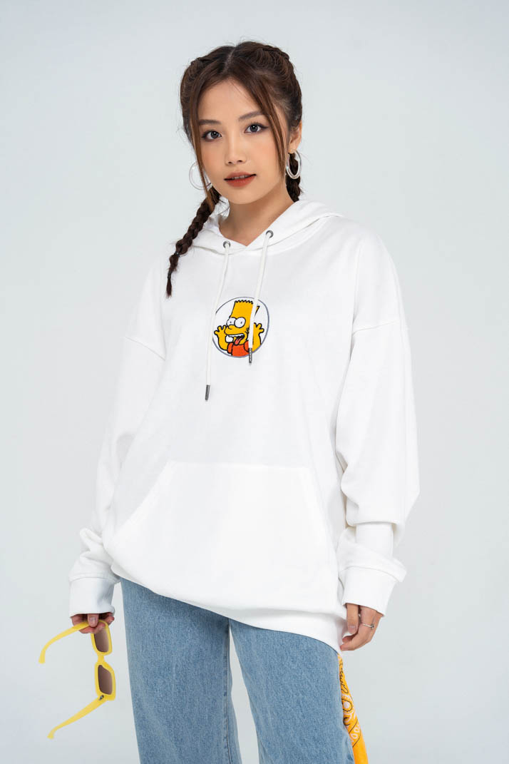 Áo Hoodie Nỉ Mũ Unisex BOO Dáng Oversized Thêu Xù Bart The Simpsons BOOZilla