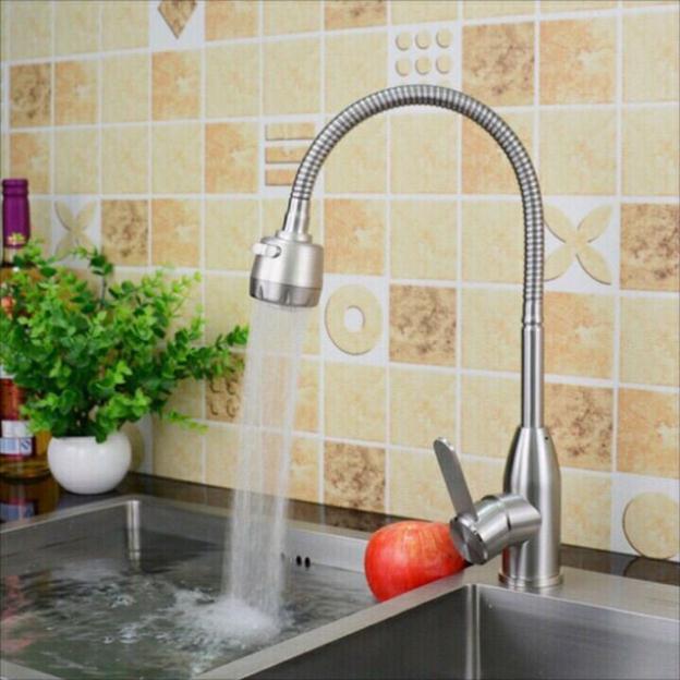 Vòi rửa chén nóng lạnh cần mềm, inox 304 chống han rỉ, độ bền cao