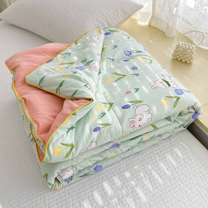 Chăn Hè Cotton Chần Bông Lidaco Home Nhiều Mẫu Lựa Chọn Khổ Rộng 2Mx2M3 - Đũi Thỏ Lá
