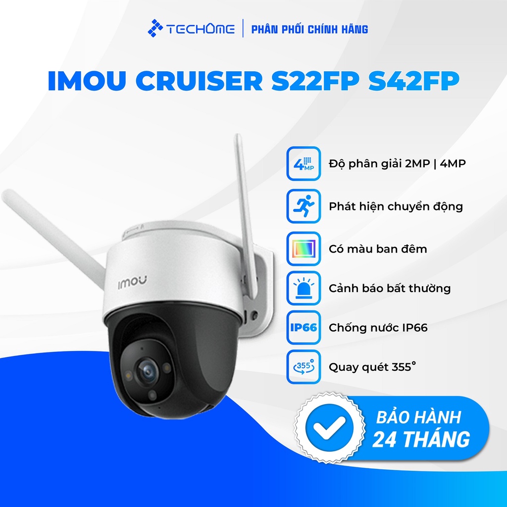 Camera Wifi ngoài trời IMOU CRUISER CRUISER S22FP 2MP/S42FP 4MP cao cấp màu ban đêm, chống nước, đàm thoại hai chiều