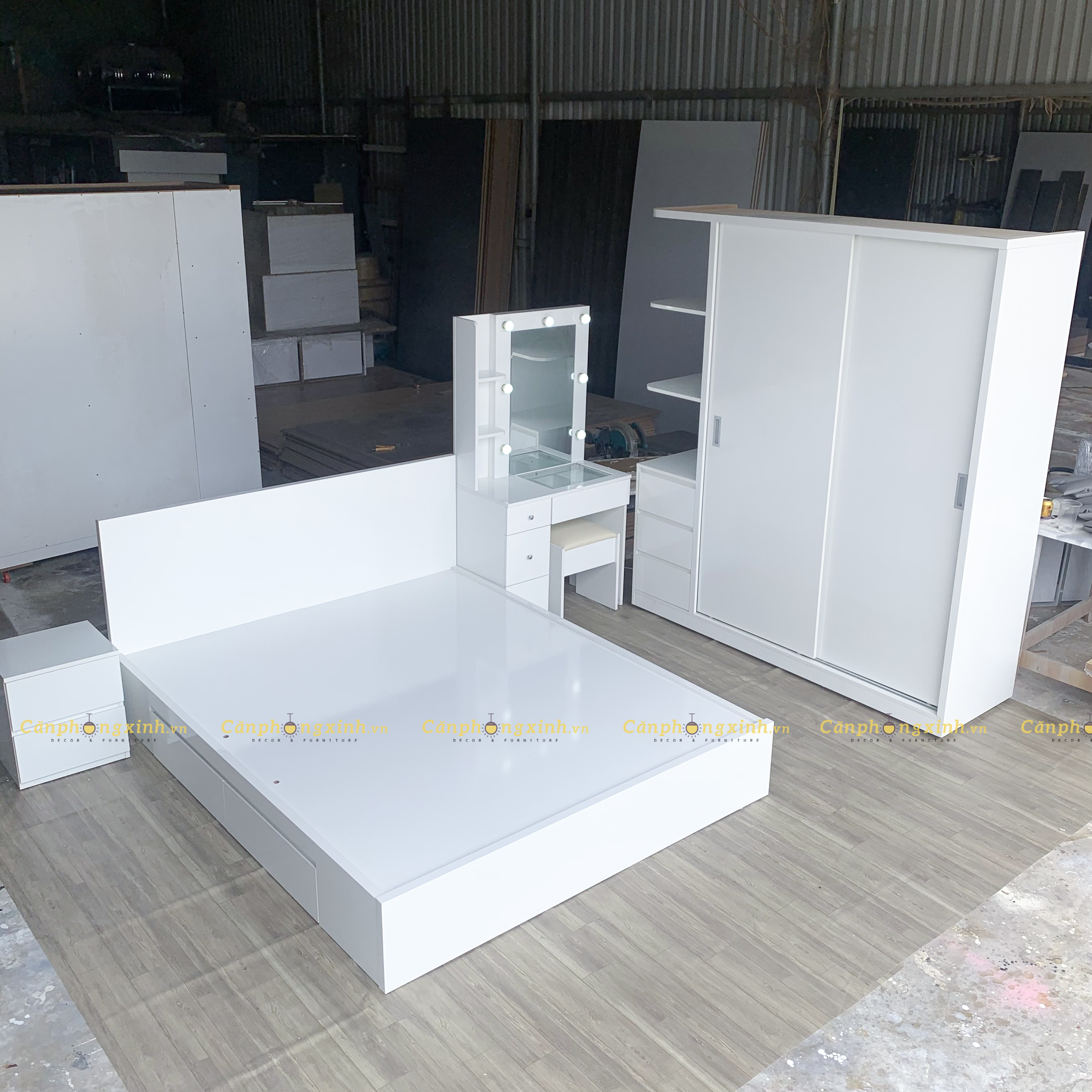 Tủ Áo Gỗ MDF Cửa Lùa Có Kệ CPX-T26 Trắng Bóng