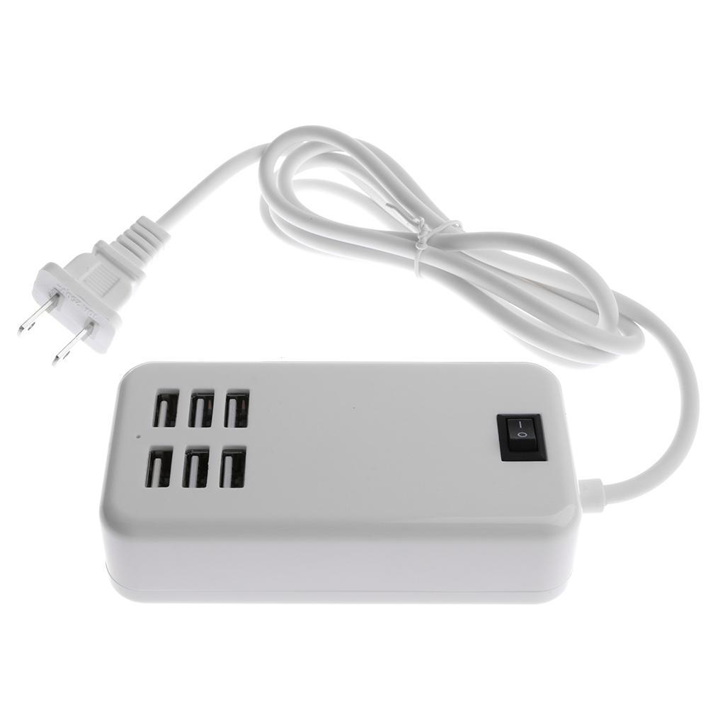 6-Port USB Desktop Charging Station Hub Wall Charger Power Adapter US White