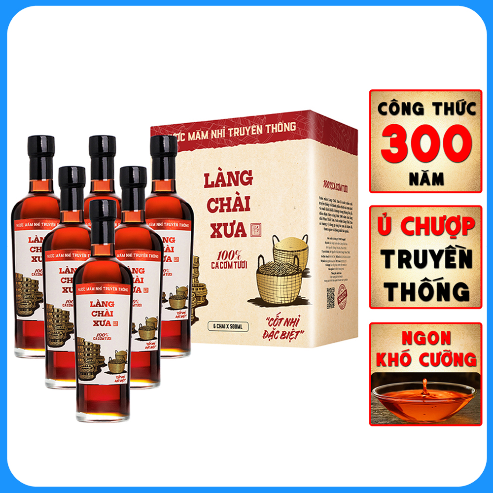 Đặc Sản Phan Thiết - NướC MắM Nhỉ Làng Chài Xưa Truyền Thống Nhãn Đỏ Thùng 6 Chai Thủy Tinh 500Ml Cốt Nhỉ Đặc Biệt Vị Đậm Đà Gu Ông Bà Xưa Nước Mắm Nguyên Chất Sạch Nước Mắm Nhĩ Từ Thùng Lều Gỗ 100% Cá Cơm Tươi Muối Tinh Khiết Không Chất Bảo Quản