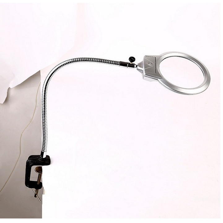 Kính lúp hàn mạch kẹp bàn có đèn, độ phóng đại 5 lần cao cấp V2 model MG15124-B