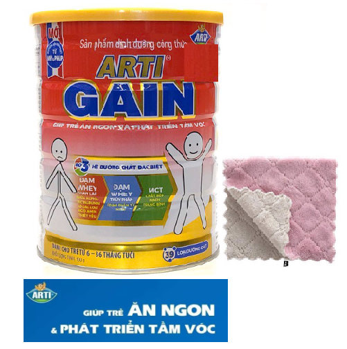 Sữa bột Arti gain đỏ - 900g thích hợp với trẻ suy dinh dưỡng,chậm lớn, biếng ăn độ tuổi từ 6-36 tháng-tặng khăn mềm mịn