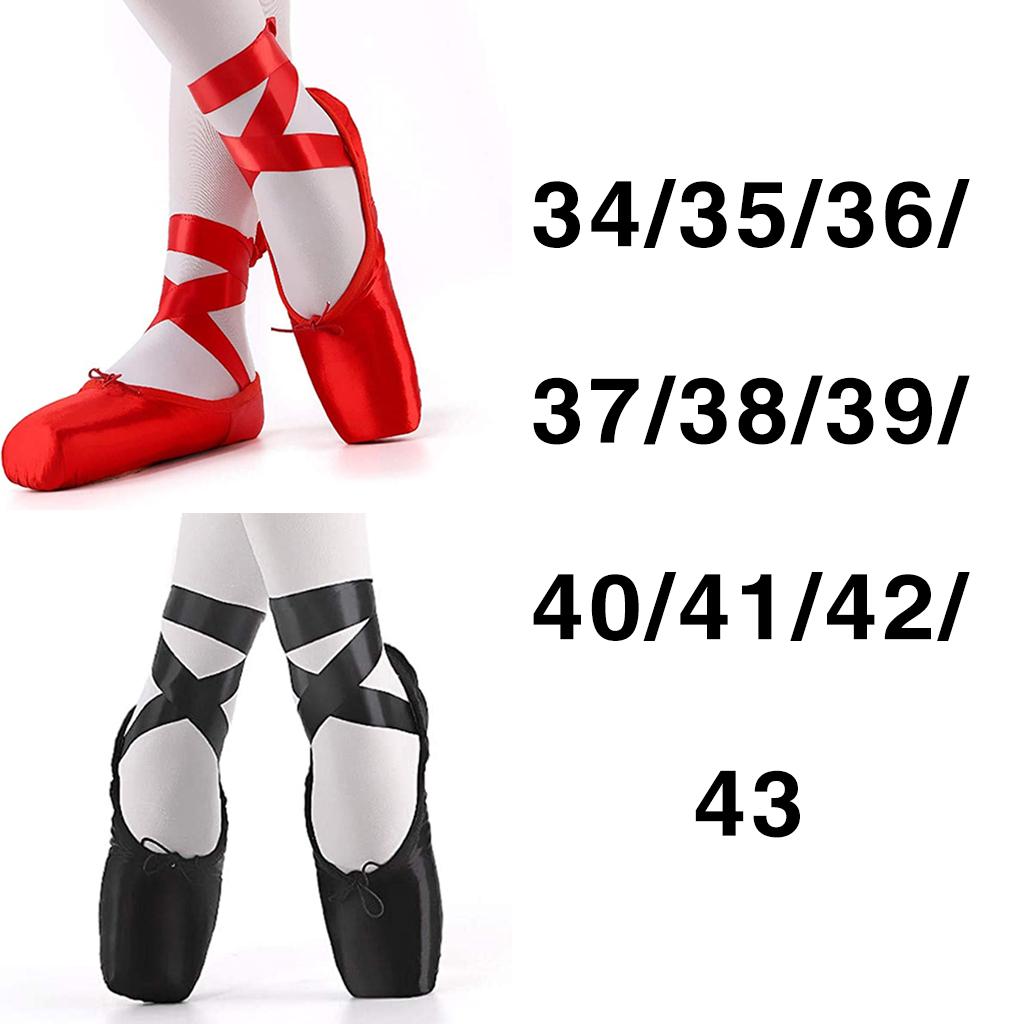 Ballet Shoes Professional Dance Shoes Adult Pointe Slippers Lace Up 34-43 Red 34