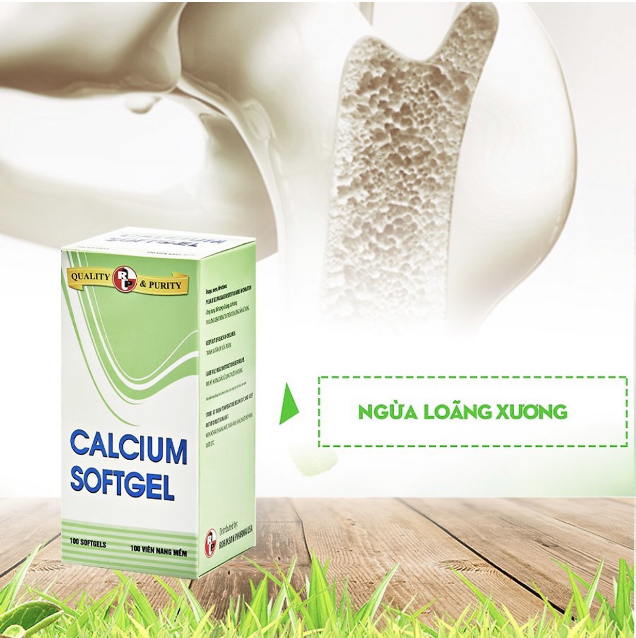 TPCN bổ xương bổ sung Calcium (canxi) và Vitamin D3- Calcium softgel – Robinson Pharma Usa - Chai 100 viên