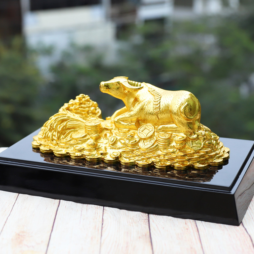 Tượng Trâu Thịnh Vượng mạ vàng - Quý linh tuổi Sửu cao cấp