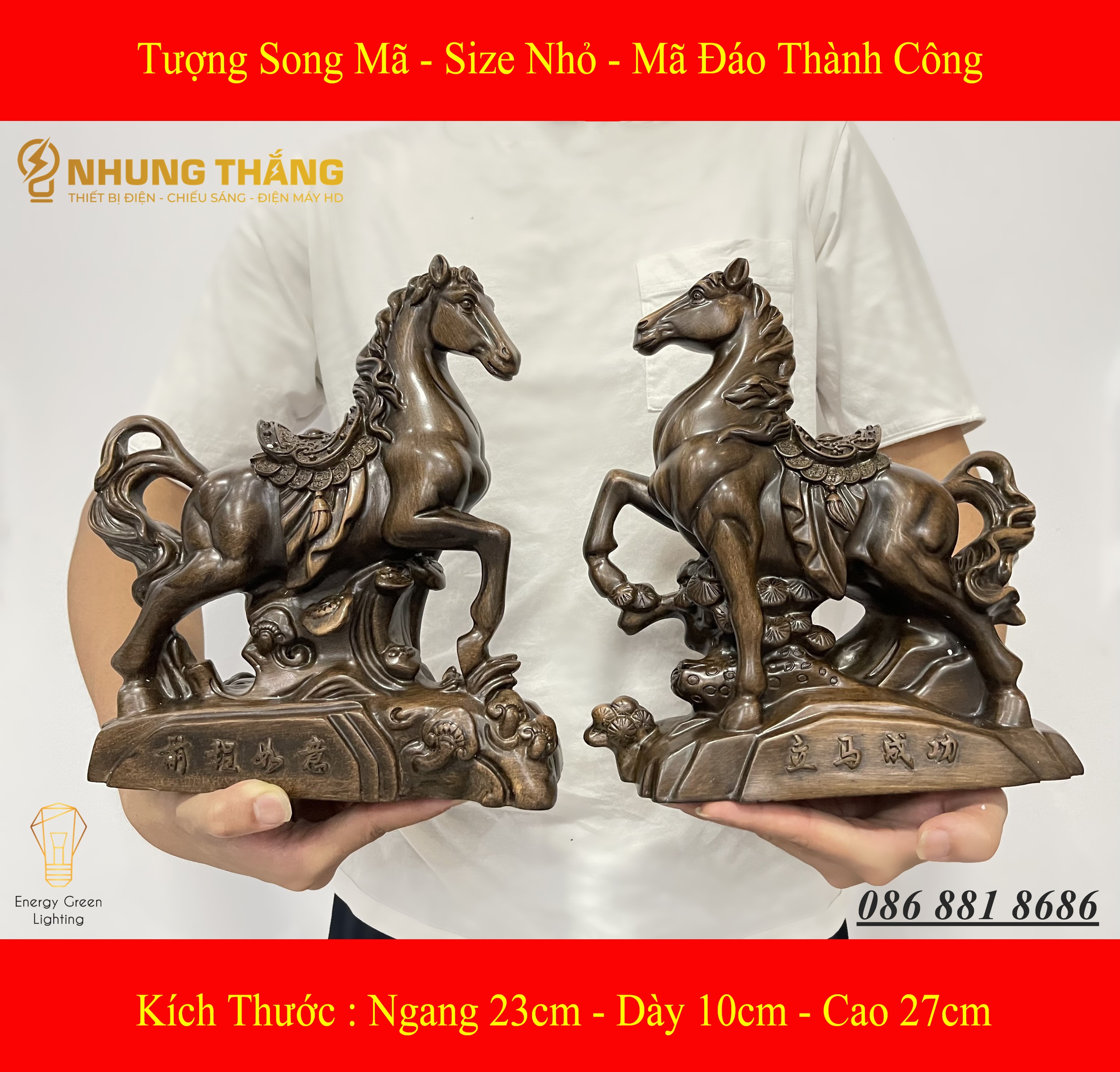 Tượng Song Mã Size Nhỏ - Đem Lại Tài Lộc , May Mắn , Bình An Và Thành Công - Có Video