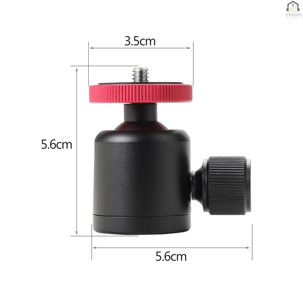 Đầu bi hợp kim nhôm mini xoay được với ốc vít 1/4 inch thay thế cho máy ảnh
