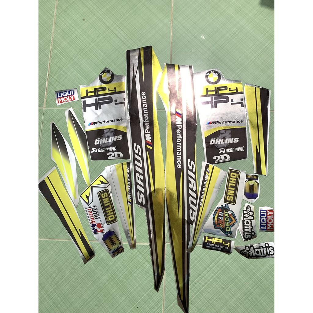 Tem sirius 110 HP4 vàng đen crom