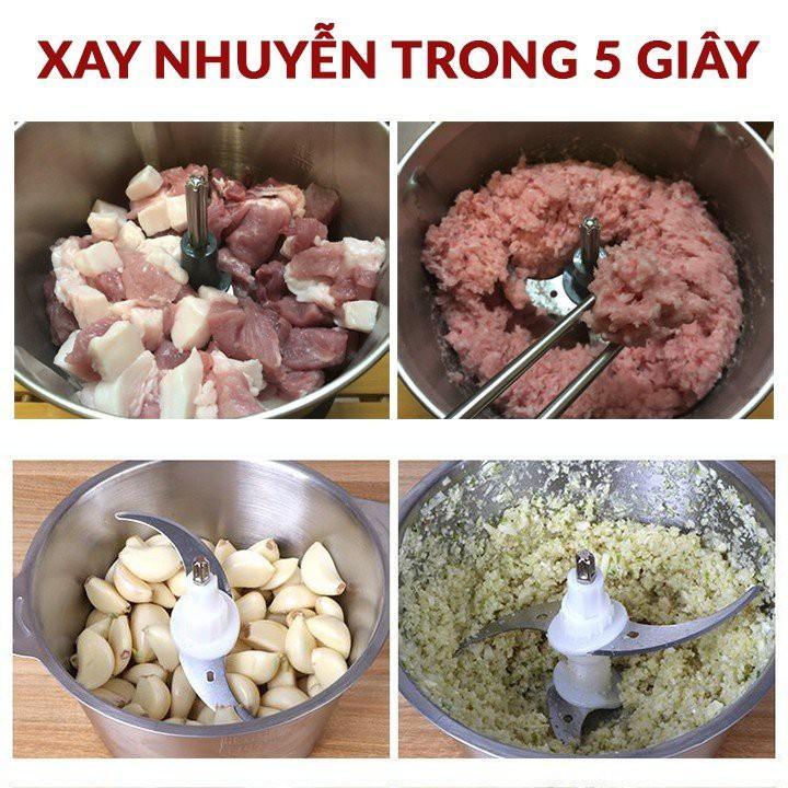 Máy Xay Thịt Inox 304 2L Siêu Mạnh Mẽ Sang Trọng, Xay Tất Tần Tận Nghiền Nát Mọi Thứ - Loại Tốt