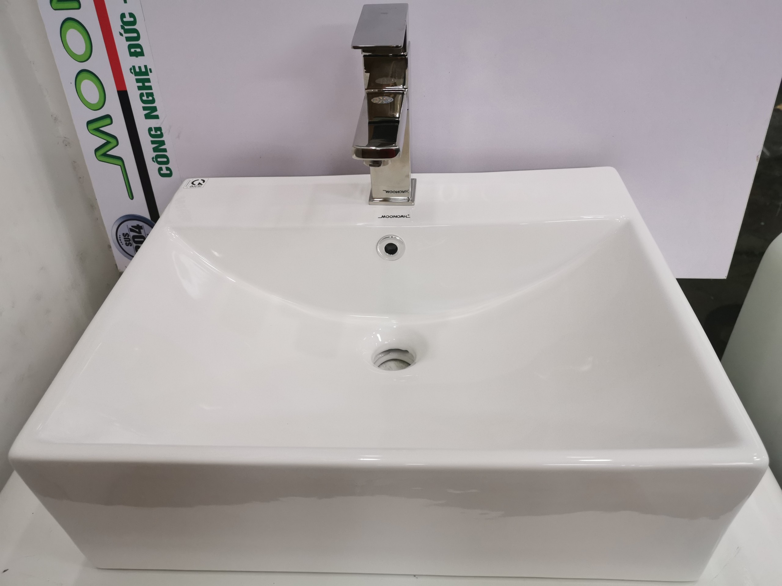 CHẬU LAVABO ĐẶT BÀN ĐÁ MEN NANO TRẮNG SÁNG