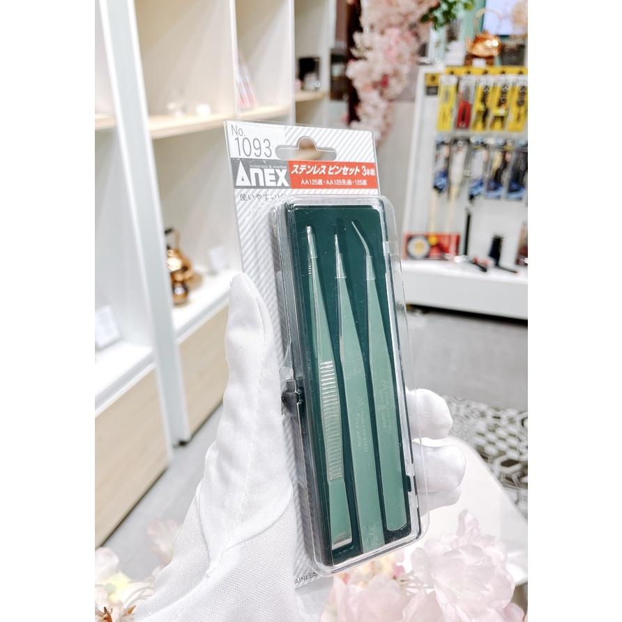 Bộ Nhíp Gắp Linh Kiện Anex Nhật Bản: 3 - 5 Chi Tiết No.1093 - No.1090 Thép không gỉ