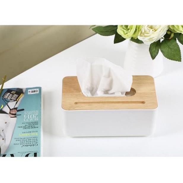 Hộp đựng khăn giấy nắp gỗ sang trọng bền đẹp cao cấp