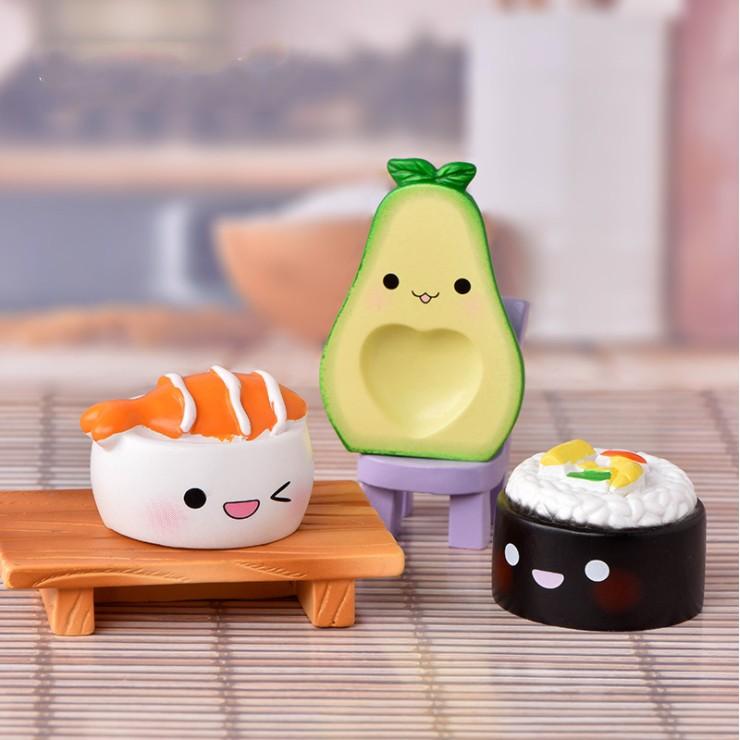 HN * Charm búp bê cảm xúc hình quả bơ, răng sâu, cơm bento, mây sét cho các bạn trang trí tiểu cảnh, terrarium, DIY