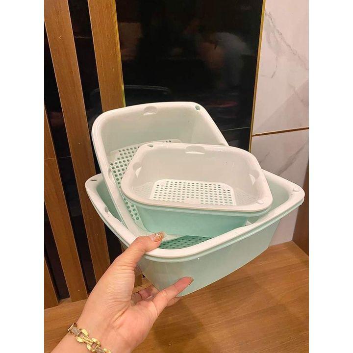BỘ RỔ ĐA NĂNG- SET 6 MÓN GỒM 3 RỔ & 3 CHẬU NHỰA ECCO HÀNG VN