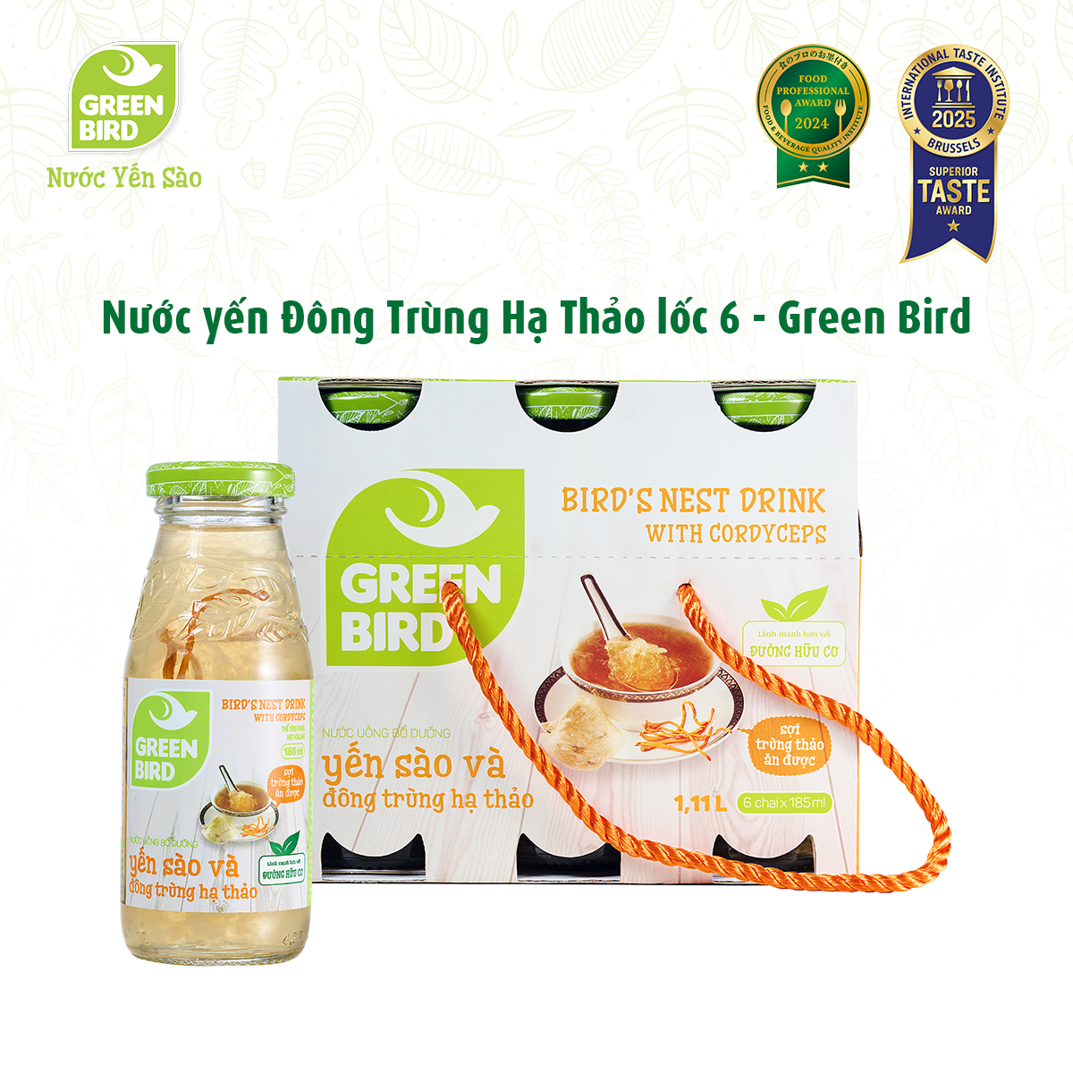 Nước Yến Đông Trùng Hạ Thảo Green Bird Tăng Cường Sức Khỏe Chai 185ml