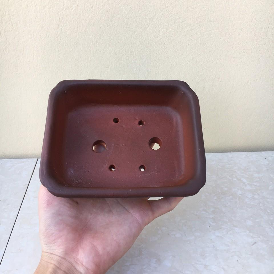 Chậu bonsai Chữ nhật mini đất nung gốm Bát tràng 1 size BM-39