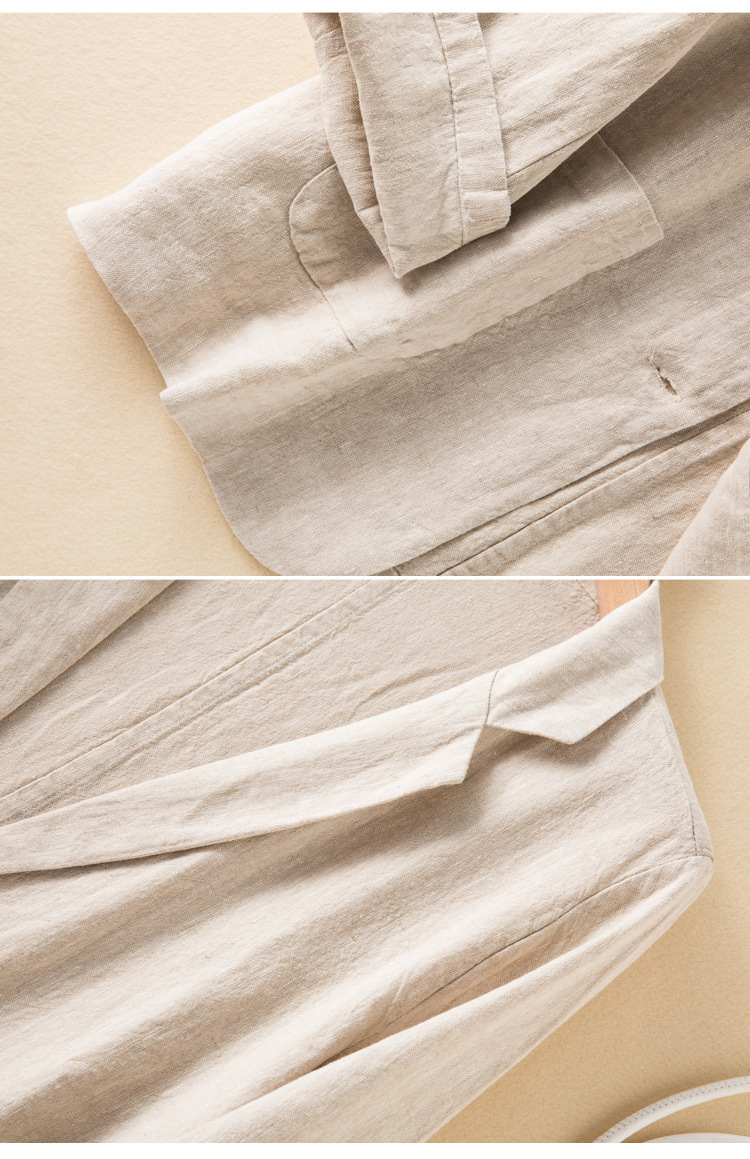 Áo vest blazer Linen nữ dáng lửng tay lỡ túi hộp, thời trang phong cách trẻ, chất liệu linen tự nhiên (màu kem) Đũi Việt DV03