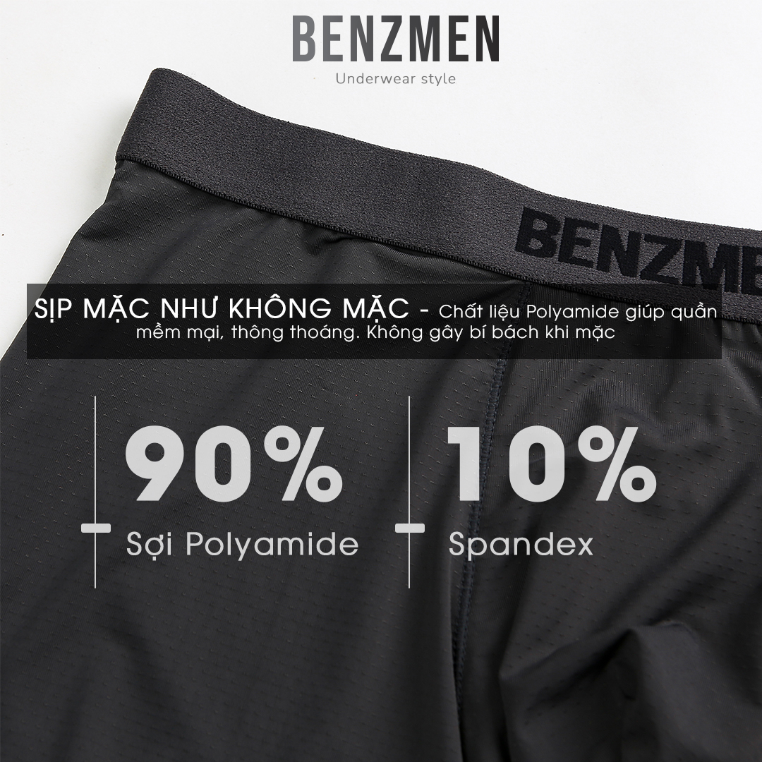 COMBO 5 Quần Sịp Boxer Thông Hơi, Quần Lót Nam BENZMEN Có Lỗ Thông Hơi, Thoáng Khí, Chất Liệu Polyamide Kháng Khuẩn, Khử Mùi Hiệu Quả BX02