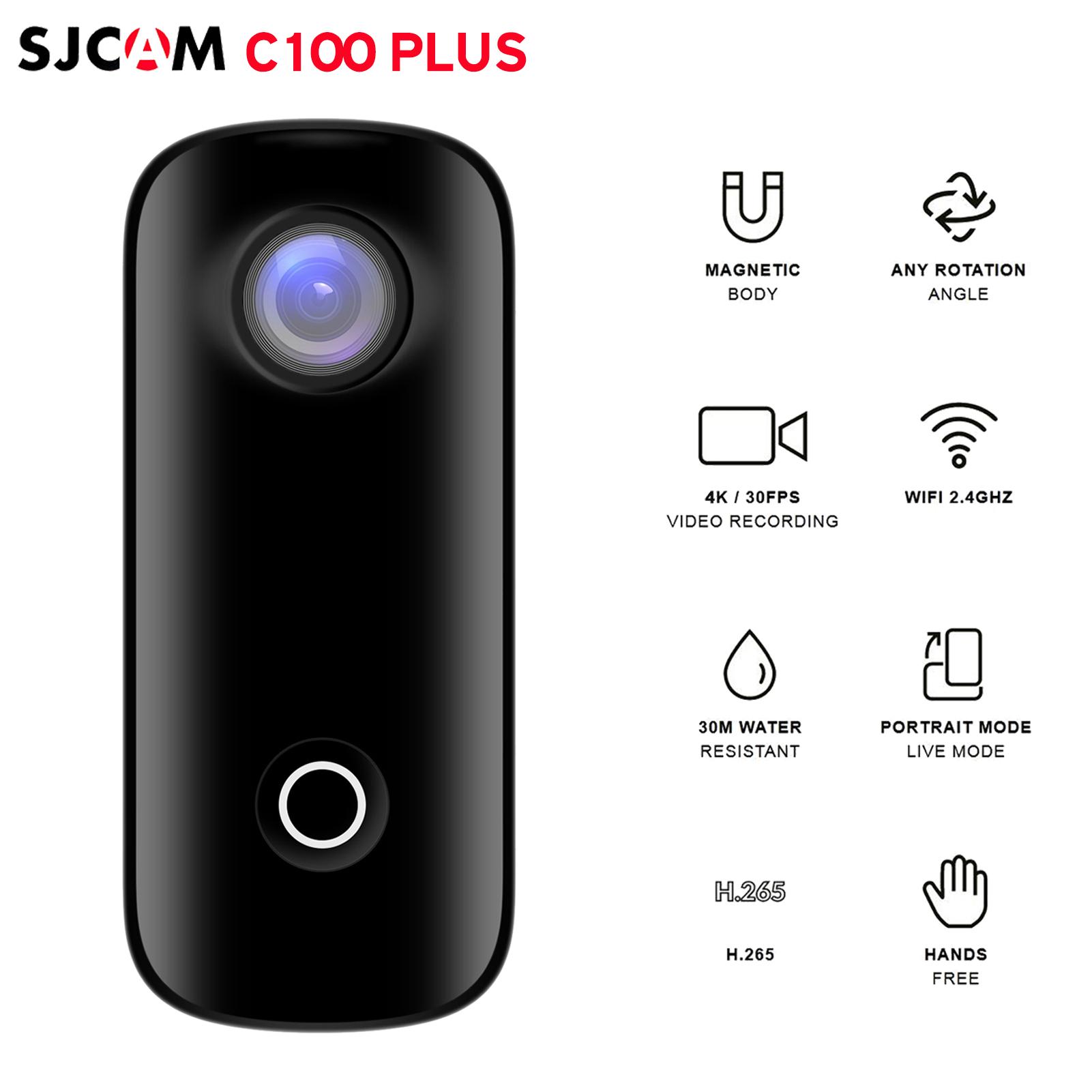 SJCAM C100 Plus Máy ảnh hành động mini 4K/30fps Video Camera 30M Chia sẻ ứng dụng kết nối WiFi chống thấm nước cho bản ghi video Vlog