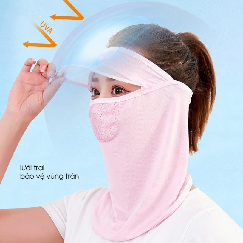Mũ chống nắng nửa đầu kèm khẩu trang che mặt che cổ - khẩu trang ninja che cổ có vành lưỡi trai