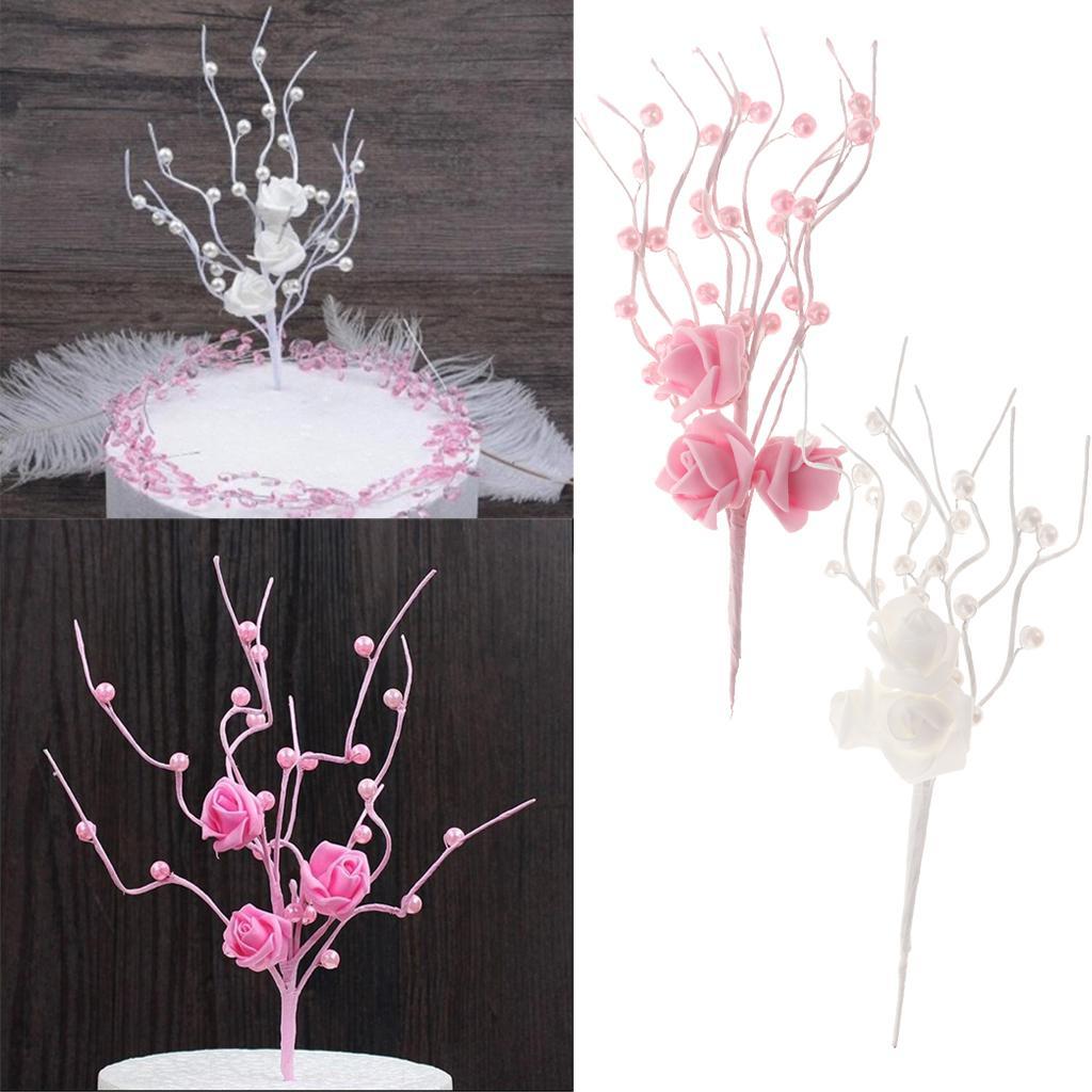 2-3pack Wedding Cake Topper Insert Rose Pearl Tree Birthday Cake Topper Decor