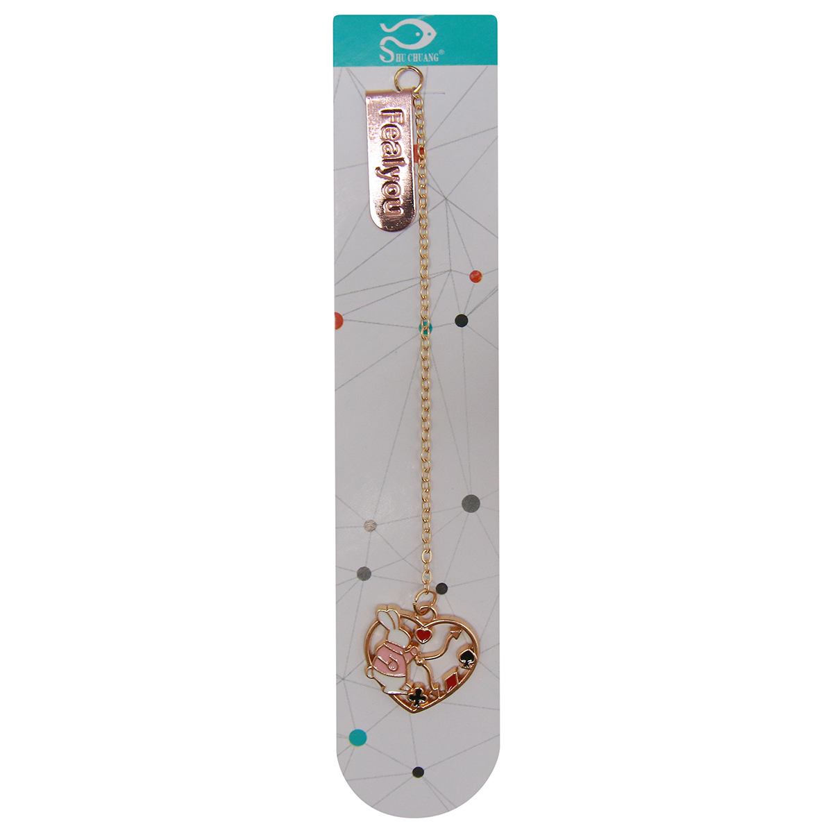 Bookmark Kẹp Sách Kim Loại Phối Charm Hình Thỏ - Mẫu 3