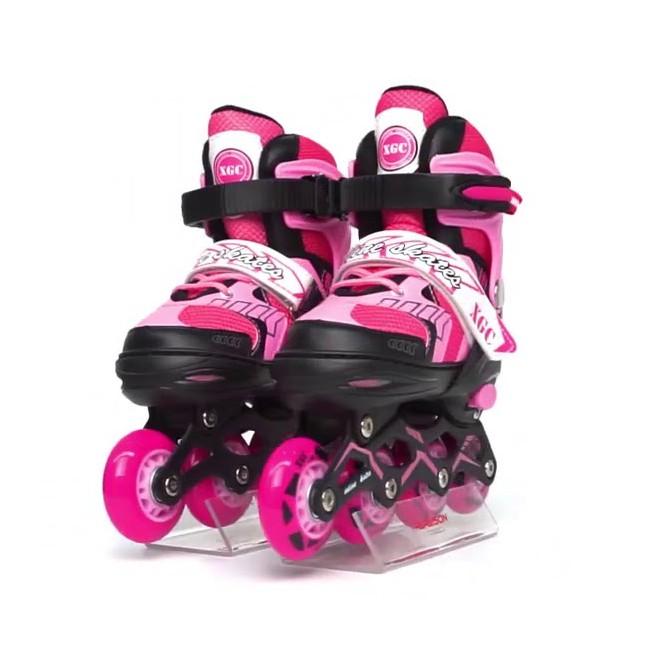 Giày trượt Patin Papaison A9 bánh có đèn sáng TẶNG BẢO HỘ CHÂN TAY GỐI - 2 màu hồng - xanh