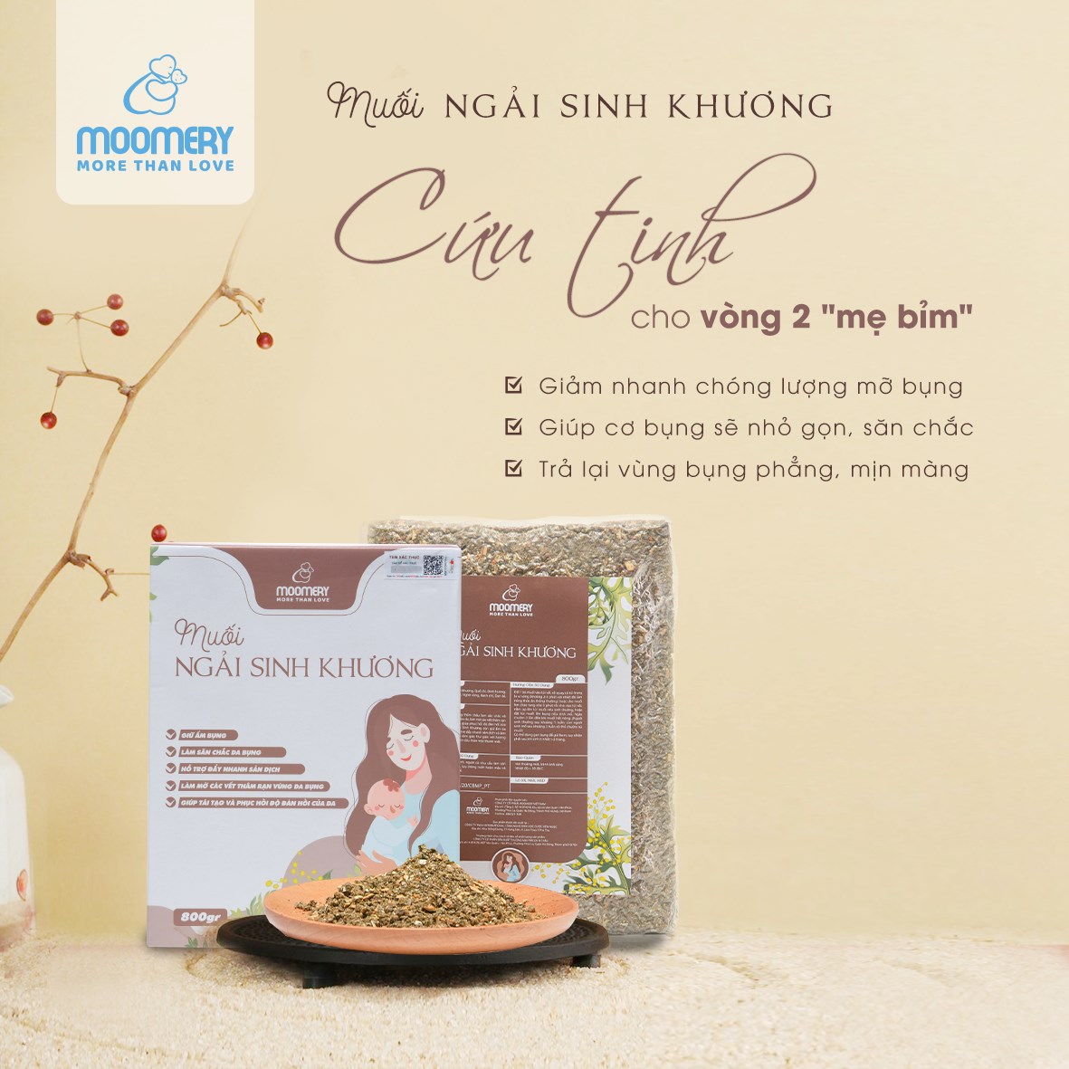 Muối Ngải Sinh Khương Moomery, Săn Eo, Tan mỡ, Mờ Thâm Rạn