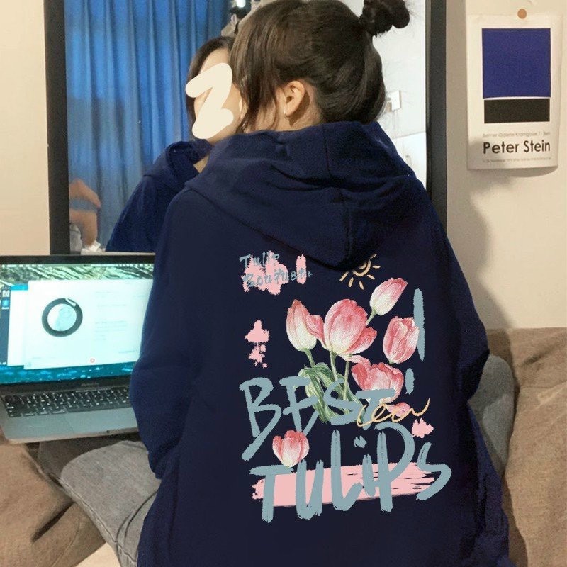 Áo Hoodie Zip Tulips Local Brand Bom House Basic Nam Nữ Form Rộng Ulzzang Unisex, áo hoodie best tulip