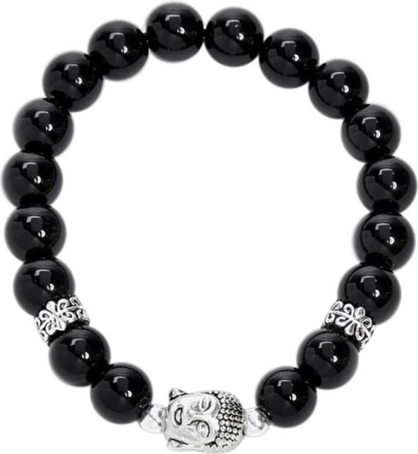 Vòng Đá Obsidian Phối Charm Phật Bạc 925 Ngọc Quý Gemstones VT57