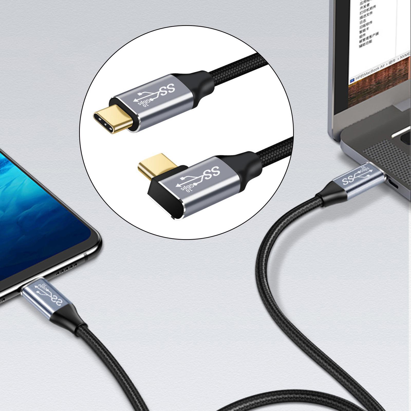 USB C Extension Cable 90 Degree Angled 100W USB 3.1 for Laptops Computer