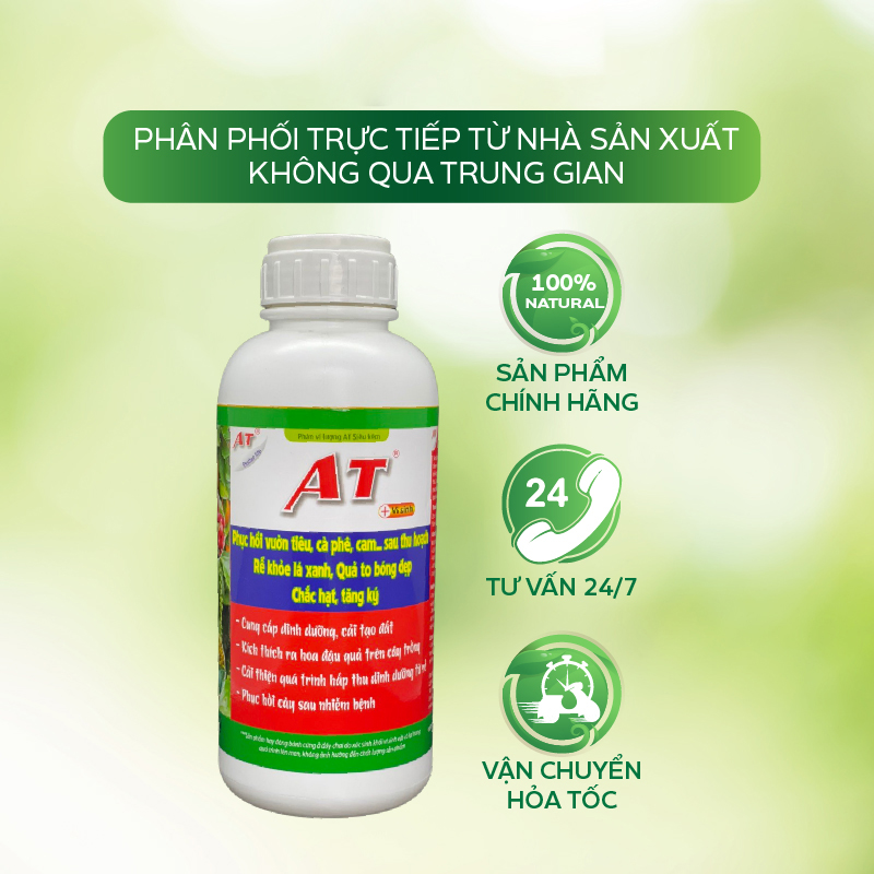 Dinh Dưỡng Sinh Học AT Vi Sinh Đậm Đặc 1 Lít Kích Thích Ra Hoa Đậu Trái, Tăng Trưởng Toàn Diện Cho Cây