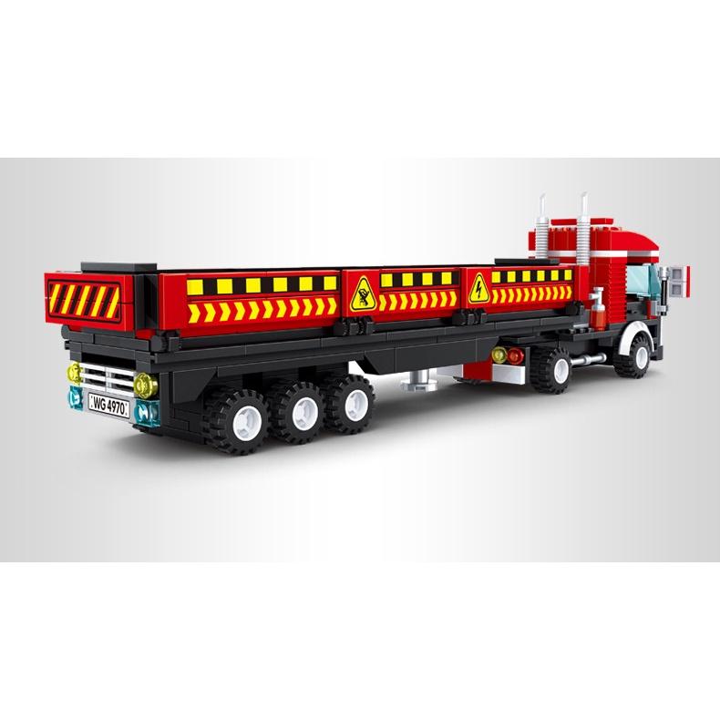 Đồ chơi Lắp ráp Xe Container xây dựng, Wange 4970 Xếp hình thông minh, Sách hướng dẫn chi tiết, Nhựa ABS an toàn