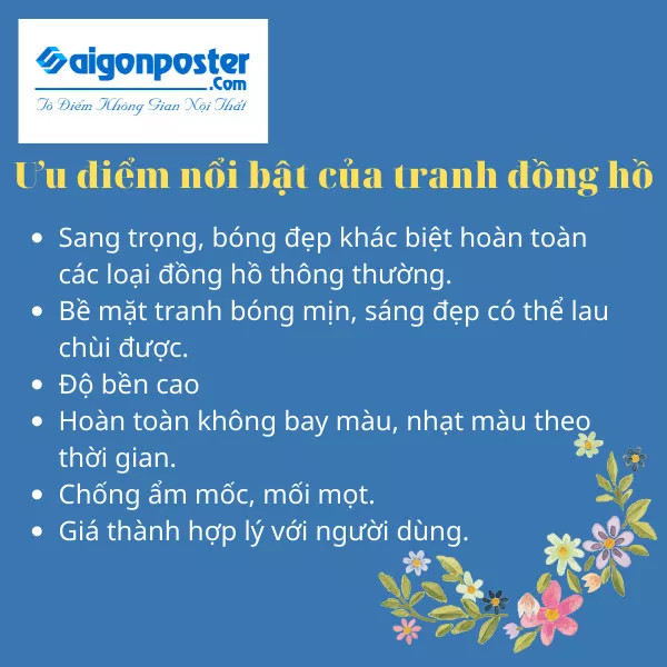 Tranh đồng hồ treo tường tráng gương cao cấp SGP1992222 (Có sẵn kim đồng hồ + tặng kèm đinh 3 chân