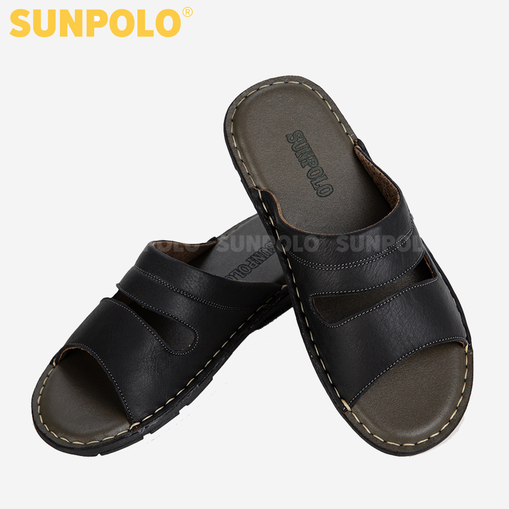 Dép Da Nam, Dép Quai Ngang Da Bò SUNPOLO AQN027