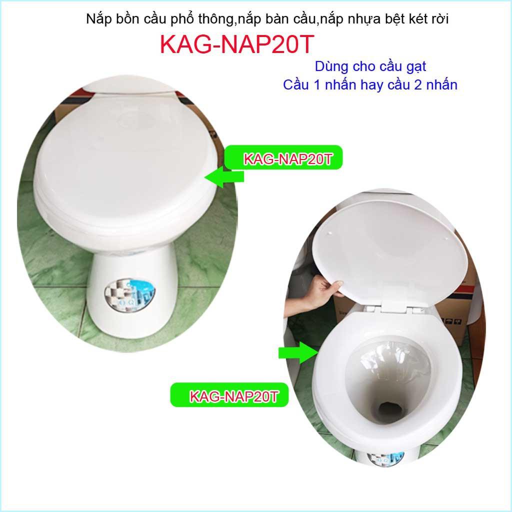 Nắp bàn cầu phổ thông KAG-NAP20T, nắp bàn cầu 2 khối trắng