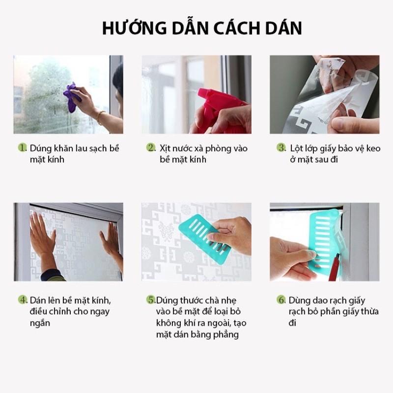 Decan dán kính hoa lá xanh khổ 90cmx50cm, giấy dán kính sẵn keo dán