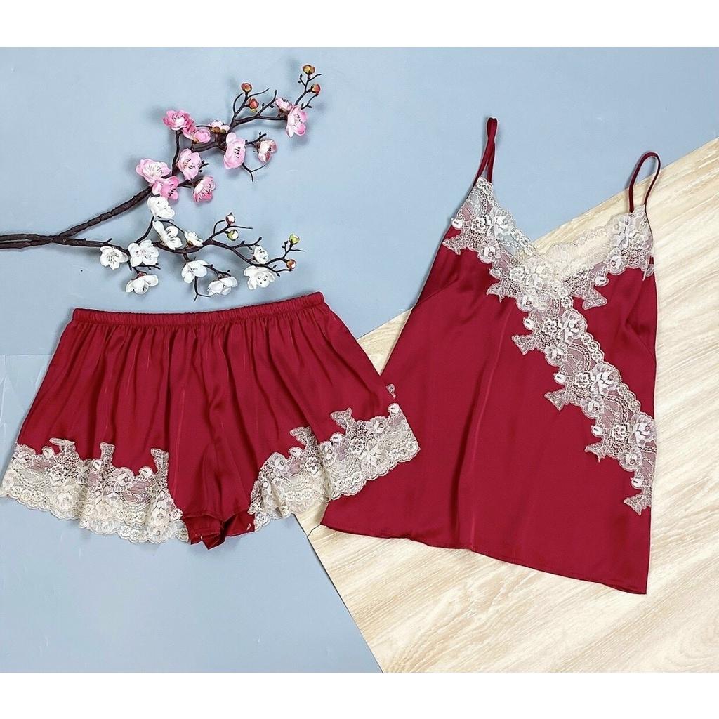 Đồ Ngủ 2 Dây Freesize Sexy Cao Cấp Lụa Mềm Mát Cổ V Phối Ren Cho Cô Nàng Quyến Rũ QC373160