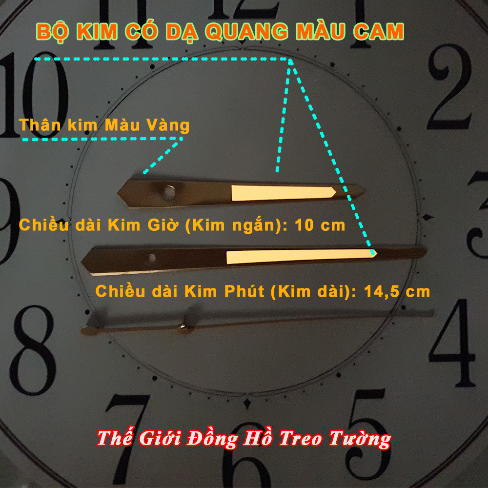 Máy Đồng Hồ KIM TRÔI EASTAR Độ Chính Xác Cao – Bộ Kim Đao Thân Kim màu VÀNG ĐỒNG có DẠ QUANG màu CAM – Kèm theo Pin Maxell