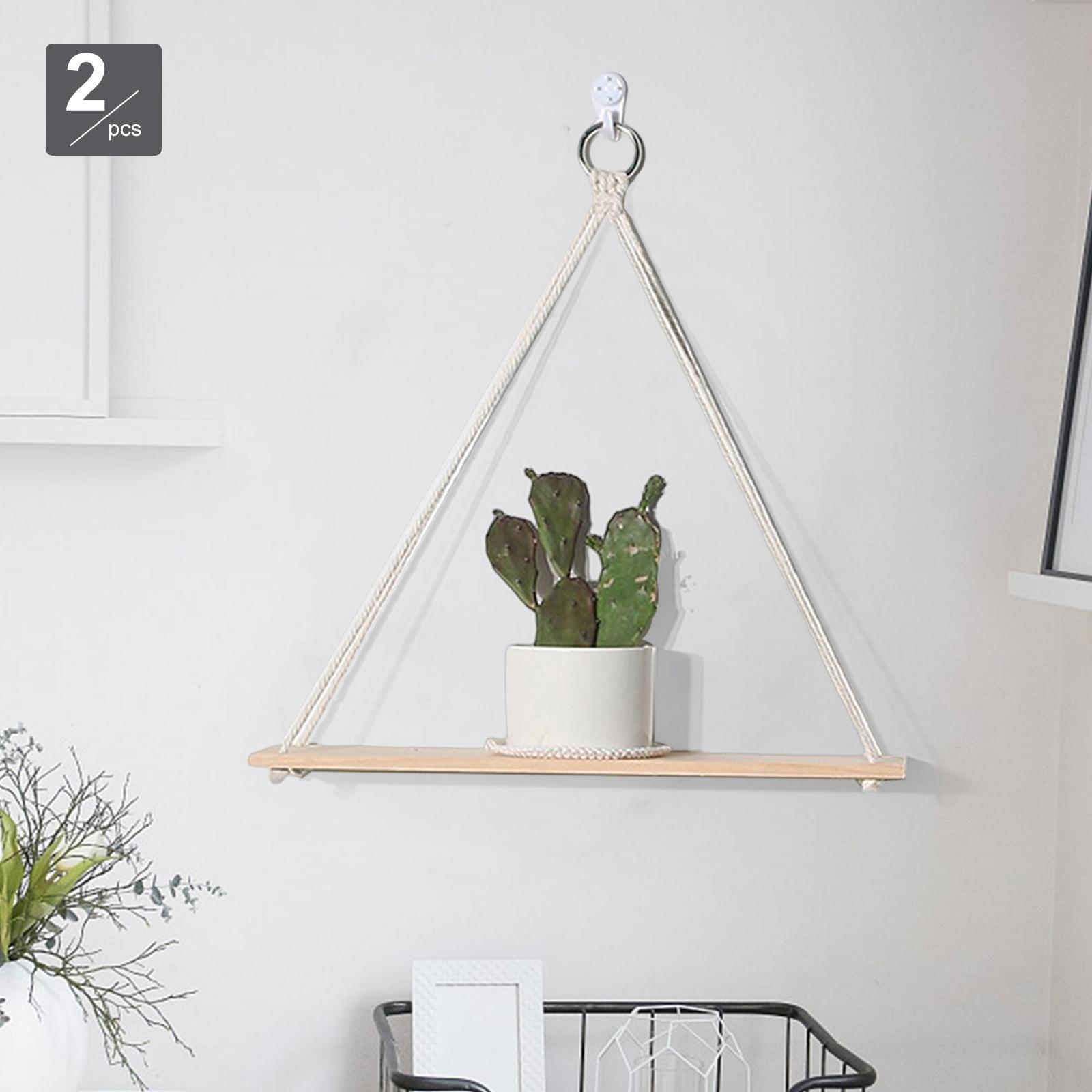 Hanging Shelf for Wall Rack Planter Shelf Wooden Shelf White for Living Room
