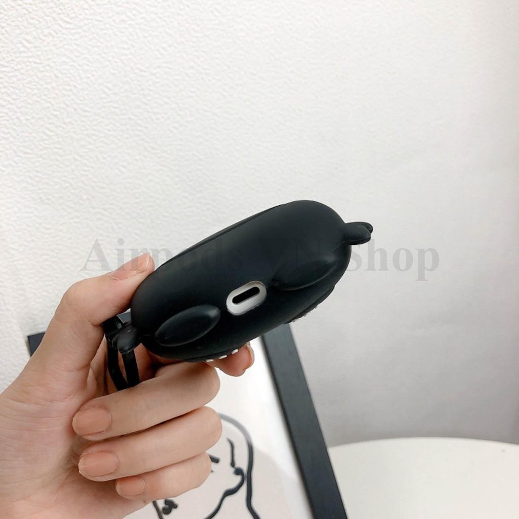 Bao Case Ốp dành cho Airpods 1/2 black rồng sún răng ver 2 đen silicon cao cấp