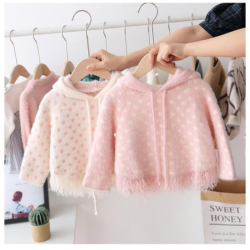 Áo len chấm bi điệu đà bé gái size 10-20kg