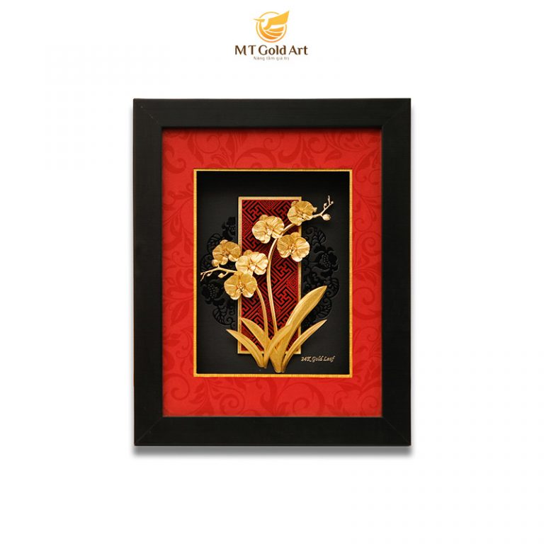 Tranh hoa lan dát vàng MT Gold Art- Hàng chính hãng, trang trí nhà cửa, phòng làm việc, quà tặng sếp, đối tác, khách hàng, tân gia, khai trương