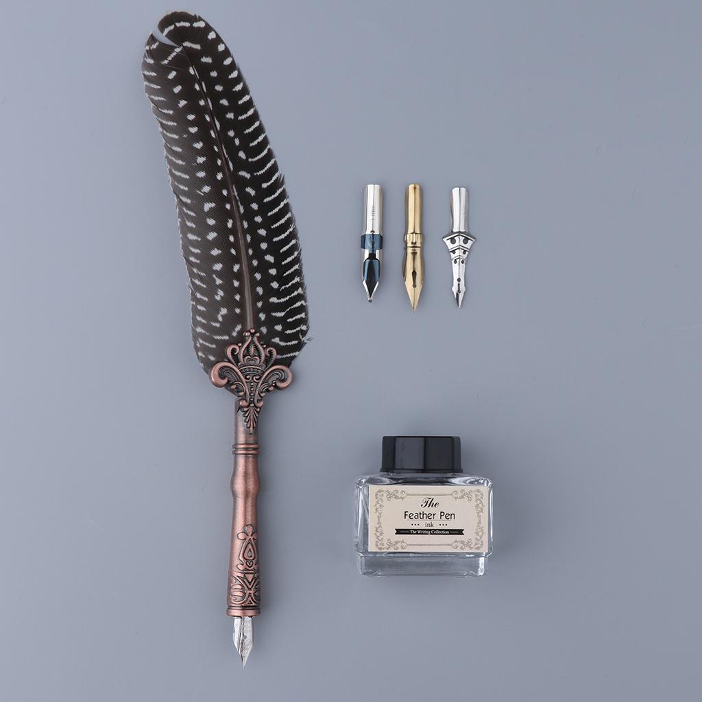 Antique Feather Quill Dip Pen with Ink Calligraphy Pen Set Favor